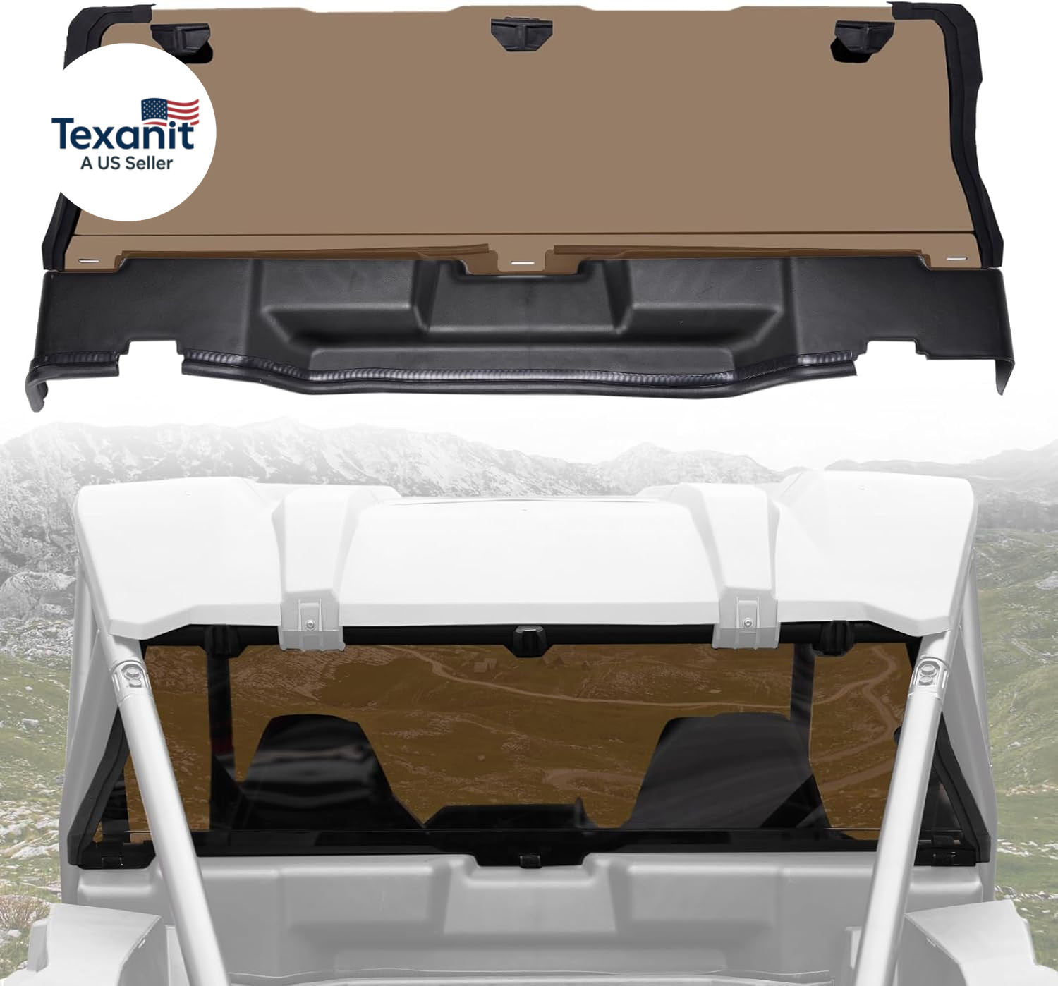 Tinted Rear Windshield for 2024 RZR XP 1000, Heavy-Duty Dark Hard-Coated Rear Wi