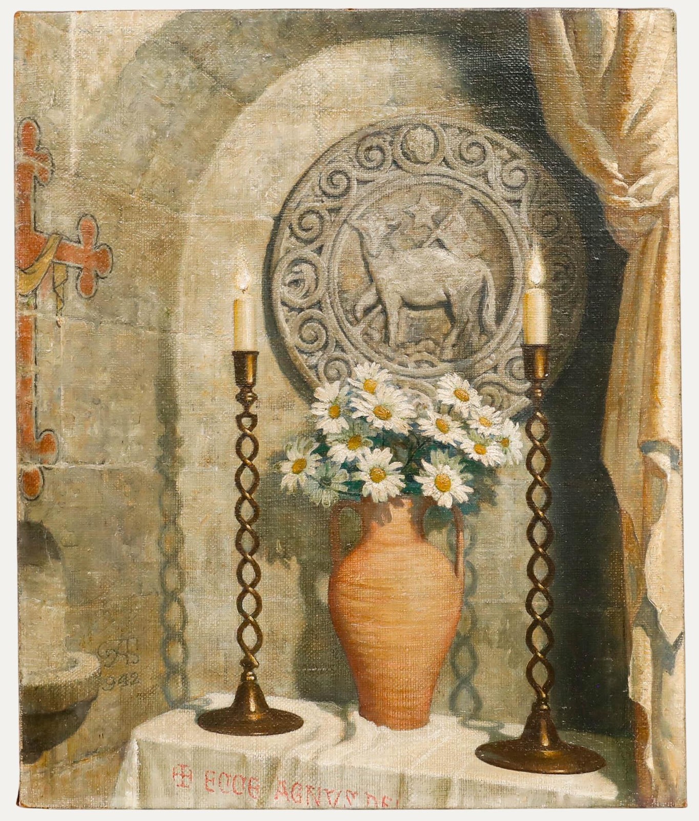 1942 Oil – Flowers In The Alcove