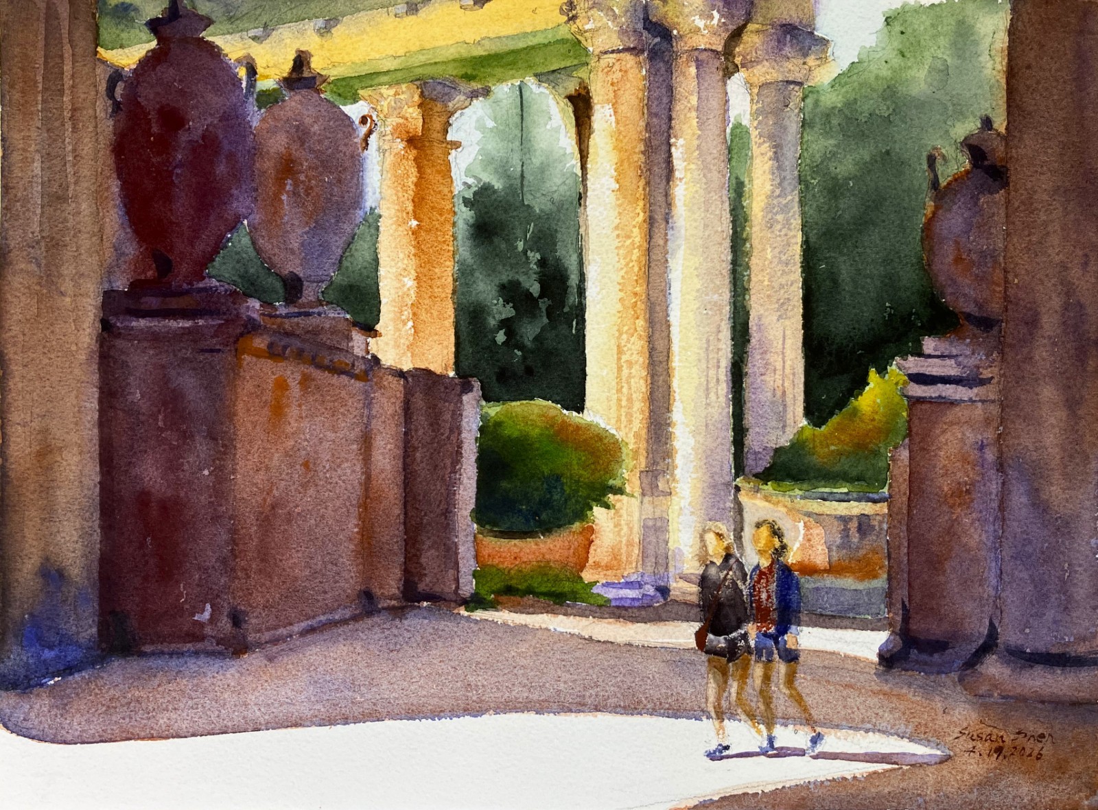 Original watercolor painting 16×12 artwork of «Palace of Art» Not a Print