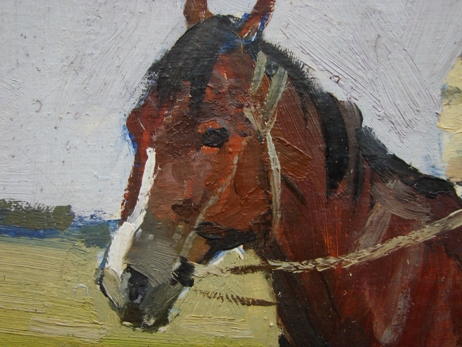 Ukrainian Soviet USSR Oil Painting impressionism realism young horseman rider