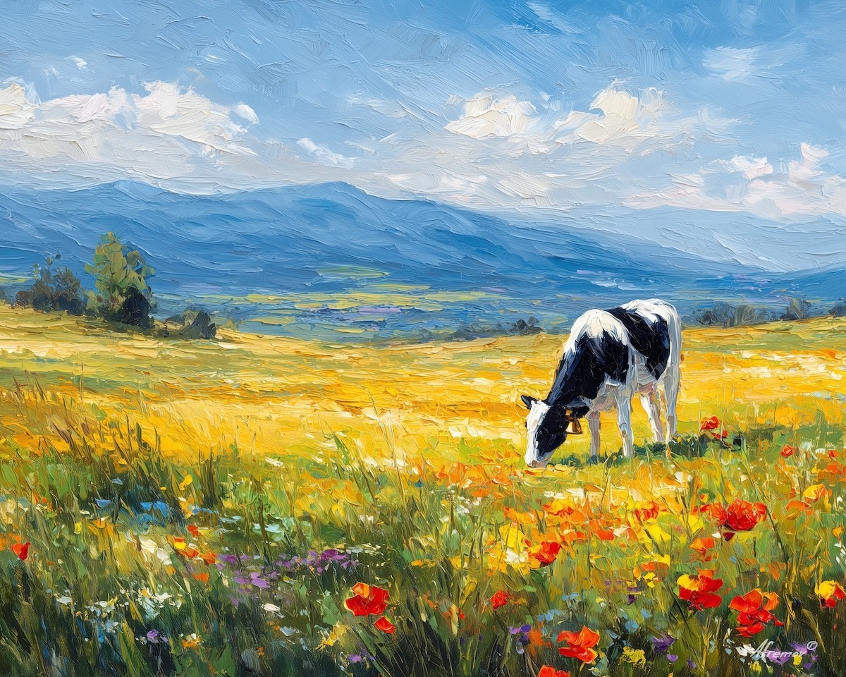 Leonid Afremov SUNNY MEADOW Oil Painting 24″x20″ by Official Studio GICLEE