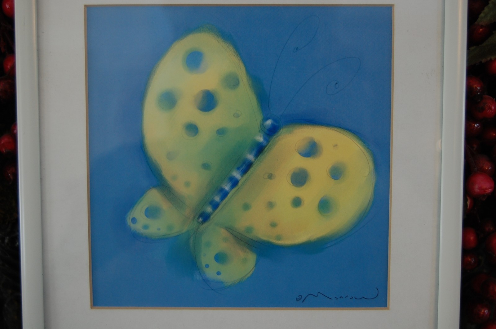 FRAMED VINTAGE 2002 ANTHONY MORROW BUG BRIGHT SERIES COLOR ART PRINT: BUTTERFLY