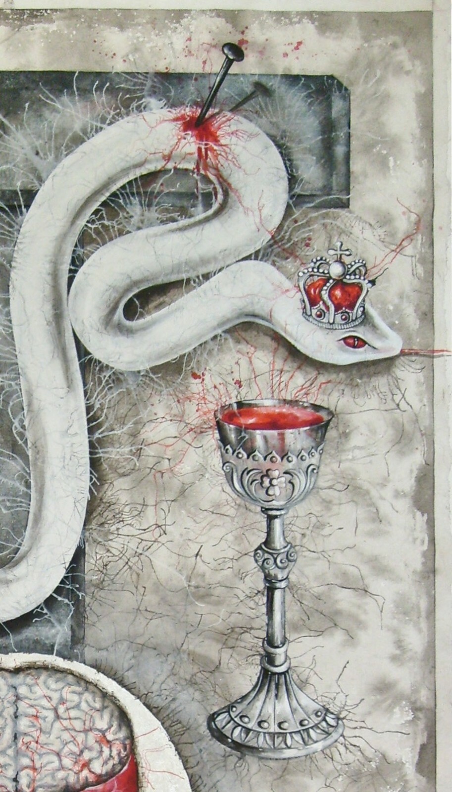 snake skull alchemy contemporary art painting canvas modern realism figurative