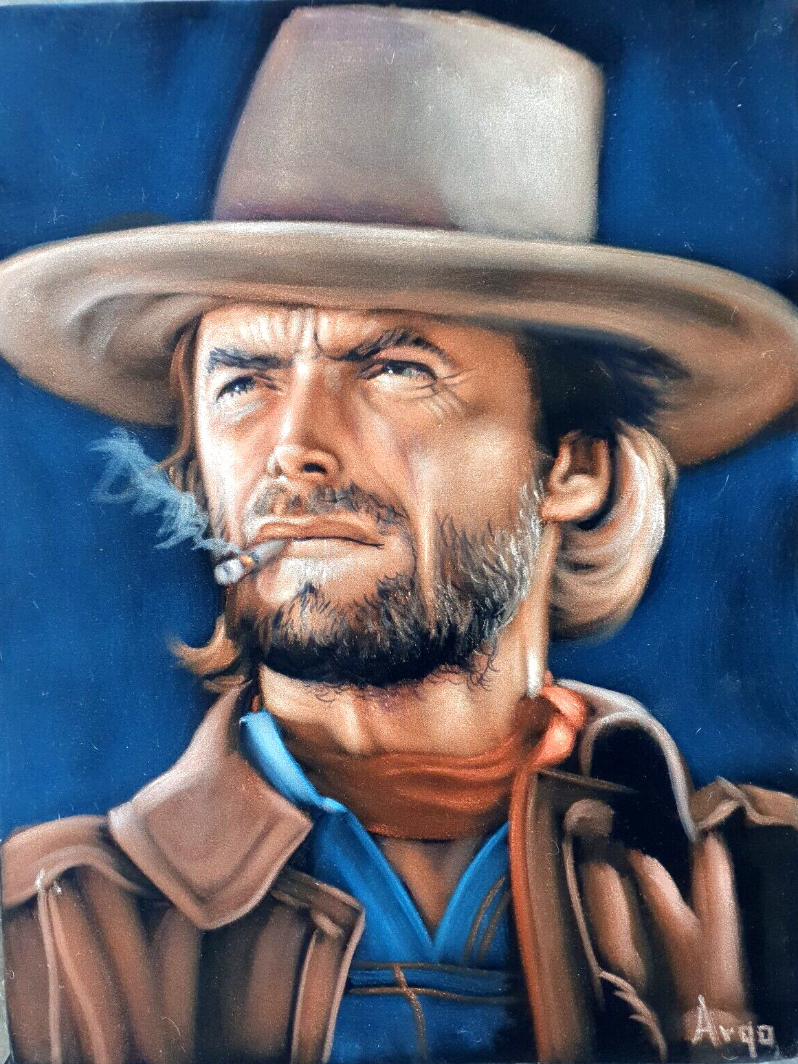 The Outlaw Josey Wales, Eastwood by Argo, size 18×24, oil on black velvet