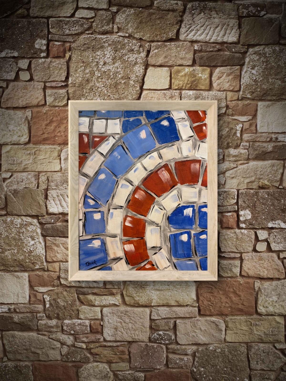 Mosaic Tile Pattern Painting Original Geometric Abstract 11×14 Acrylic Wall Art