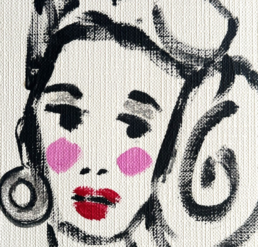 Chignon Chic — Original 6×6 Small Modern Woman Portrait Painting Face Art