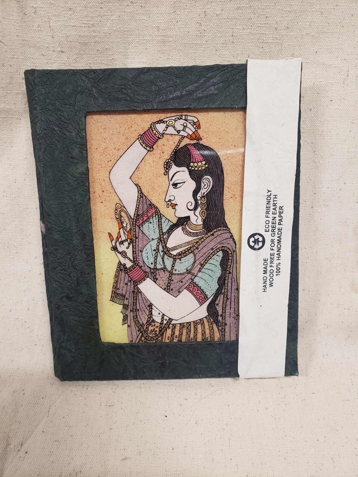 Handmade Indian Miniature Art Notebook – Framed Glass Cover, 50‑page Journal