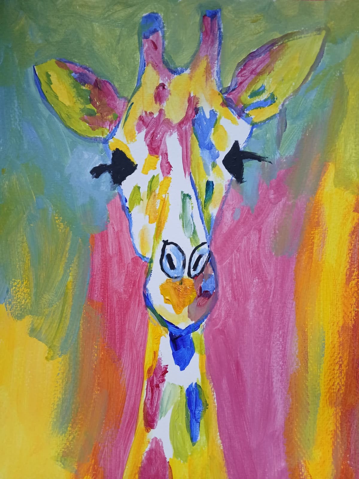 Abstract/Impressionism 11×14 Gentle Giraffe One of a Kind Colorful Art Painting