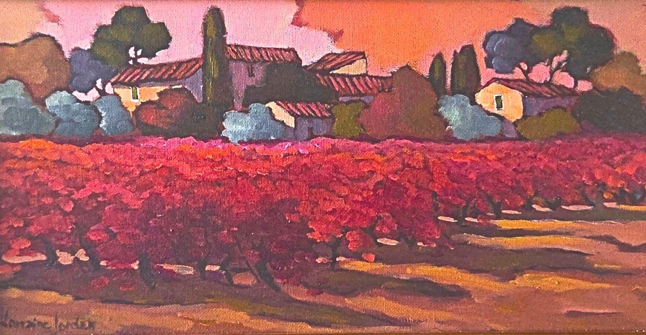 Original Oil Painting French Village Landscape Signed L. Jordan Framed w/ COA