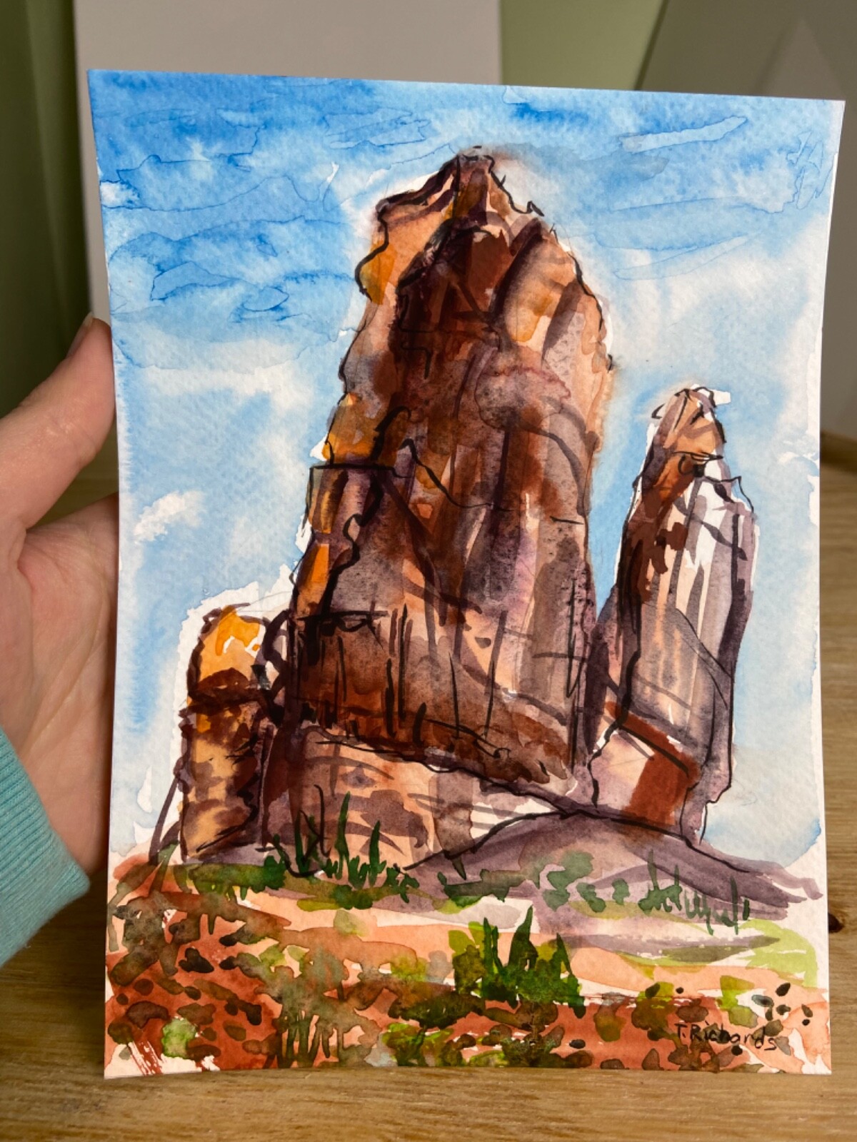 Watercolor Painting ORIGINAL Art Organ Arches National Park Utah Landscape 6×8″