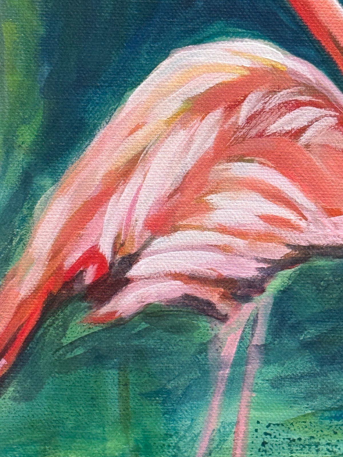 Flamingo Original Signed Acrylic Painting on Canvas 12×16 Wall Art
