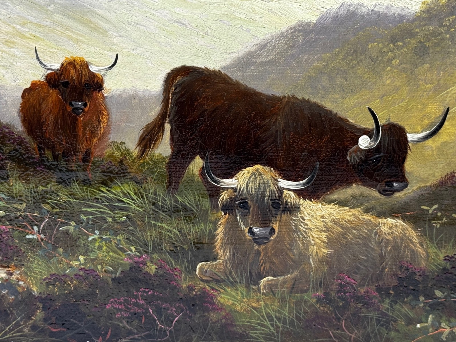 Painting ⛰️ Ben Lawers First Light Morning Mist Highland Cattle Beside Loch Tay