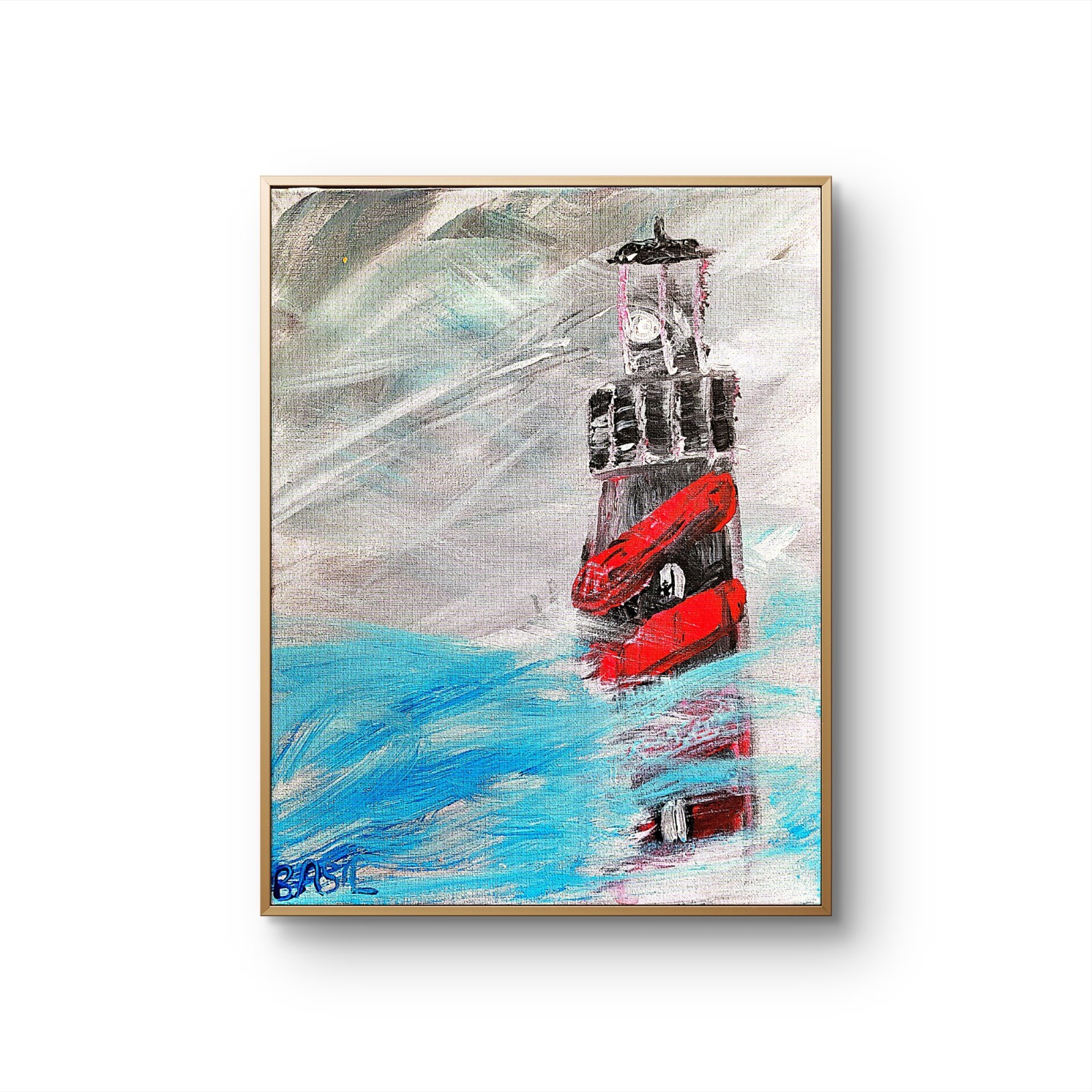 Lighthouse Colorful Neo Expressionist Original Wall Art Canvas 11×14