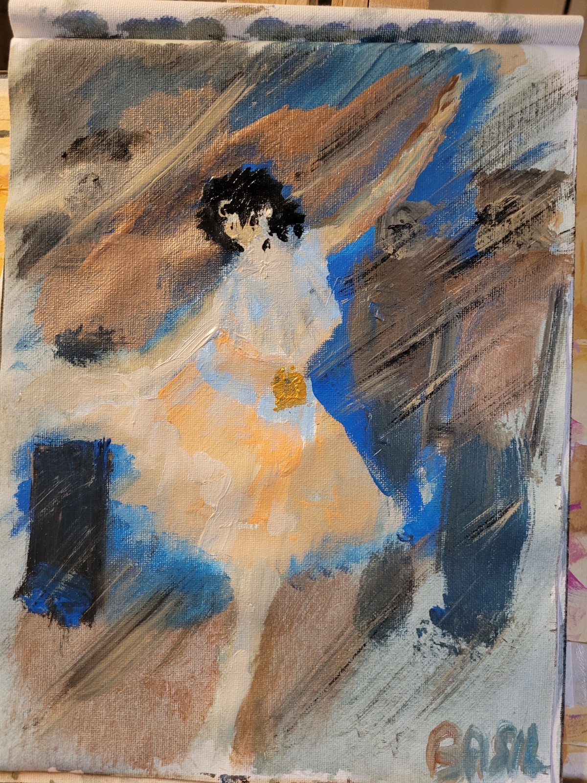 Expressive Dancer in Motion Abstract 9×12 Acrylic Figure Study