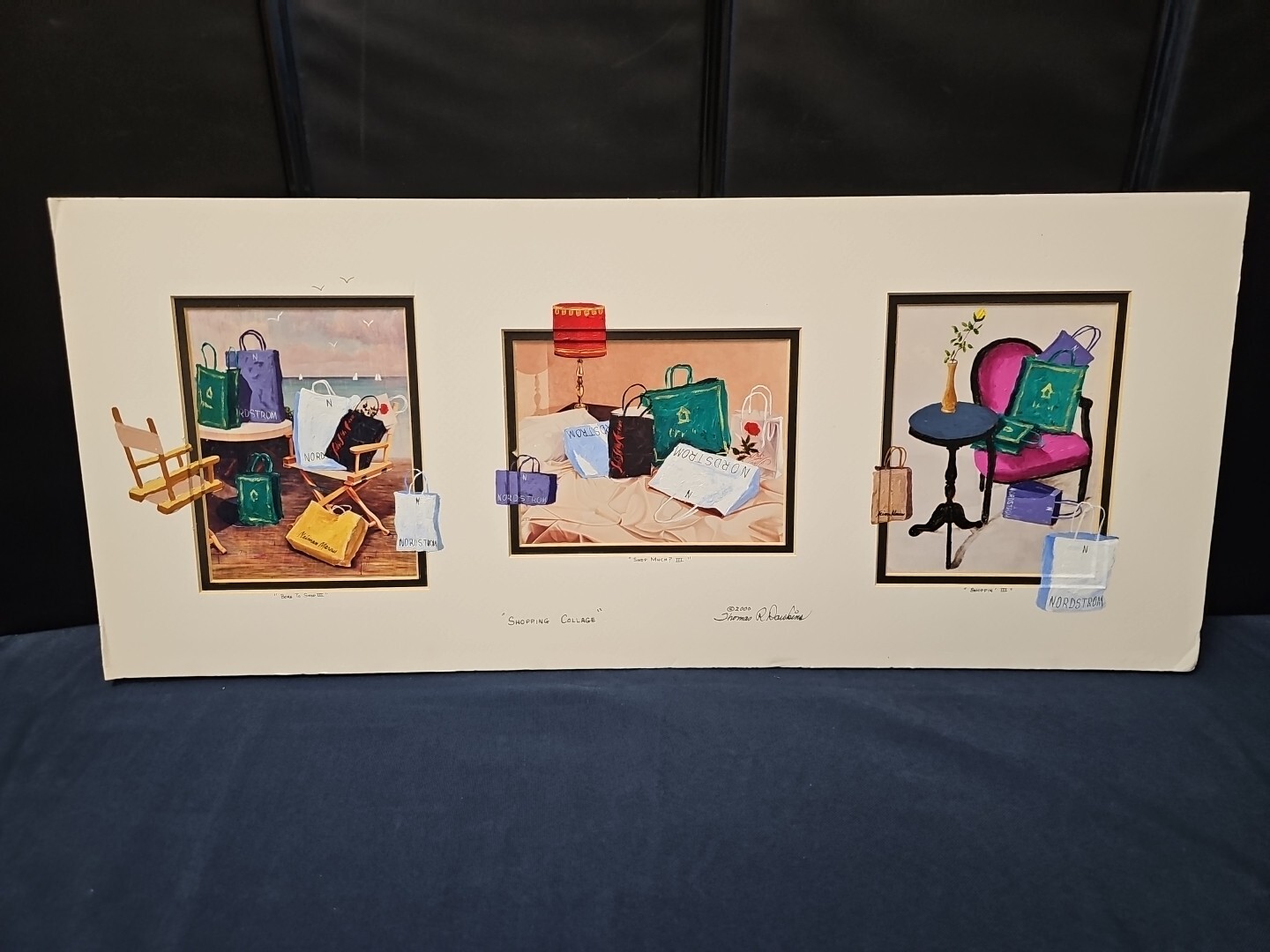 Thomas R. Dawkins Acrylic Over Print «Shopping Collage» 2000 Signed W/C.O A.