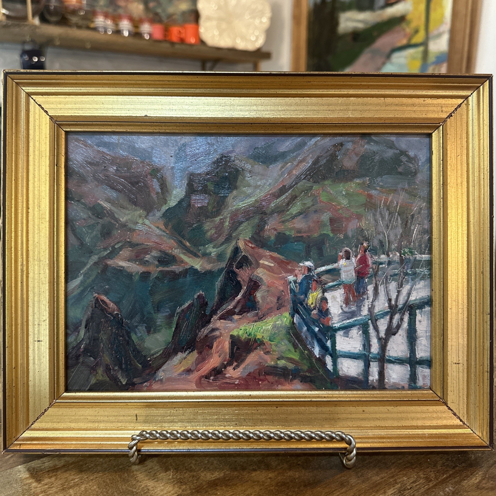 Scenic Overlook Americana Listed N.M. Artist David Schwindt Framed Oil Painting