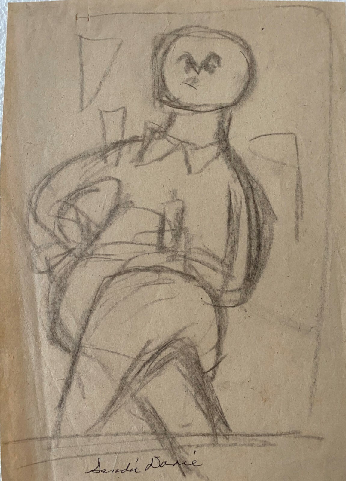 Juan David. Caricature. Sandu Darie, ca 1970. Graphite on paper. Original art.