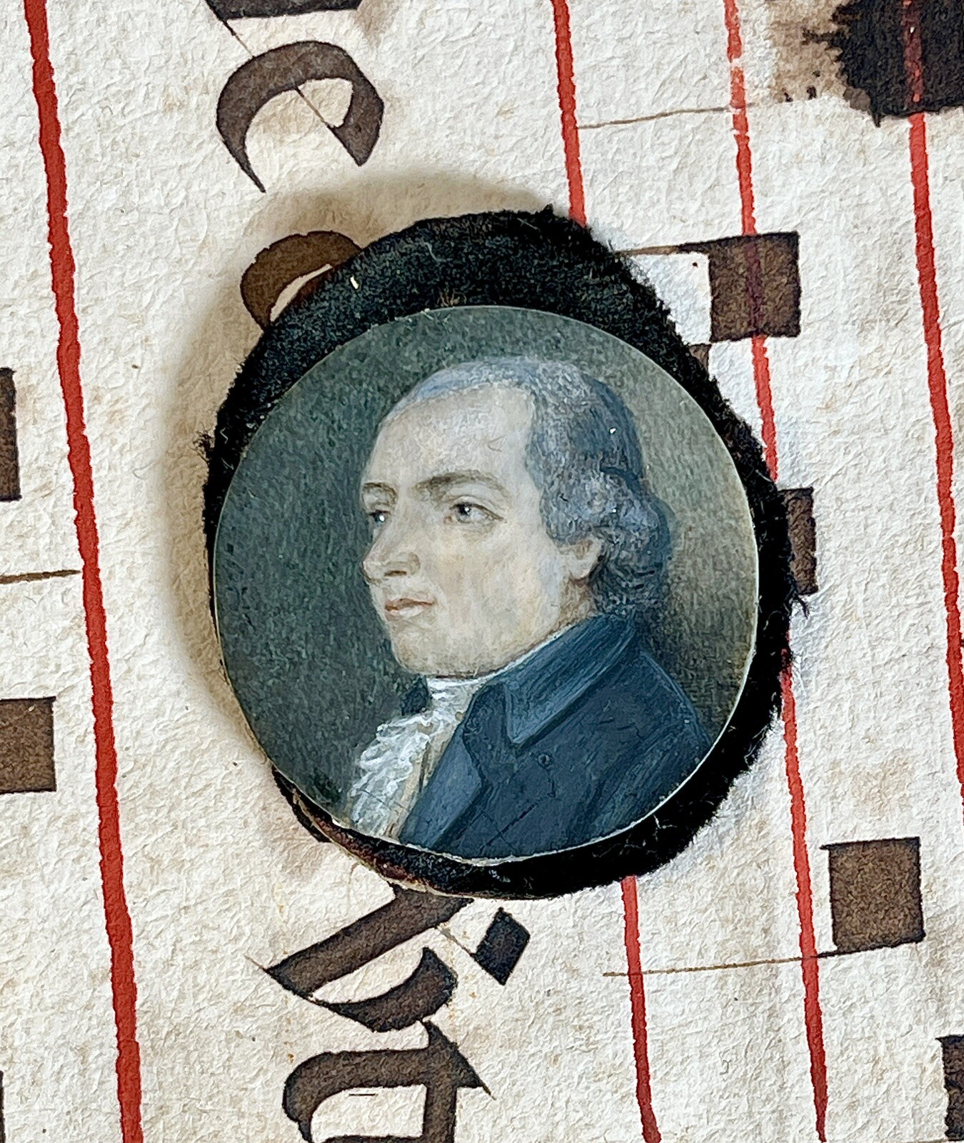 Antique Miniature Portrait Painting Friedrich Hagedorn German Poet 18th C. Man