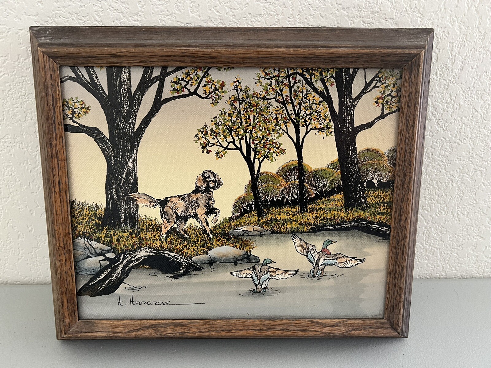 Vintage H. Hargrove Oil Canvas Art Collectors Corner #186418 “Pointer Dog” 8×10