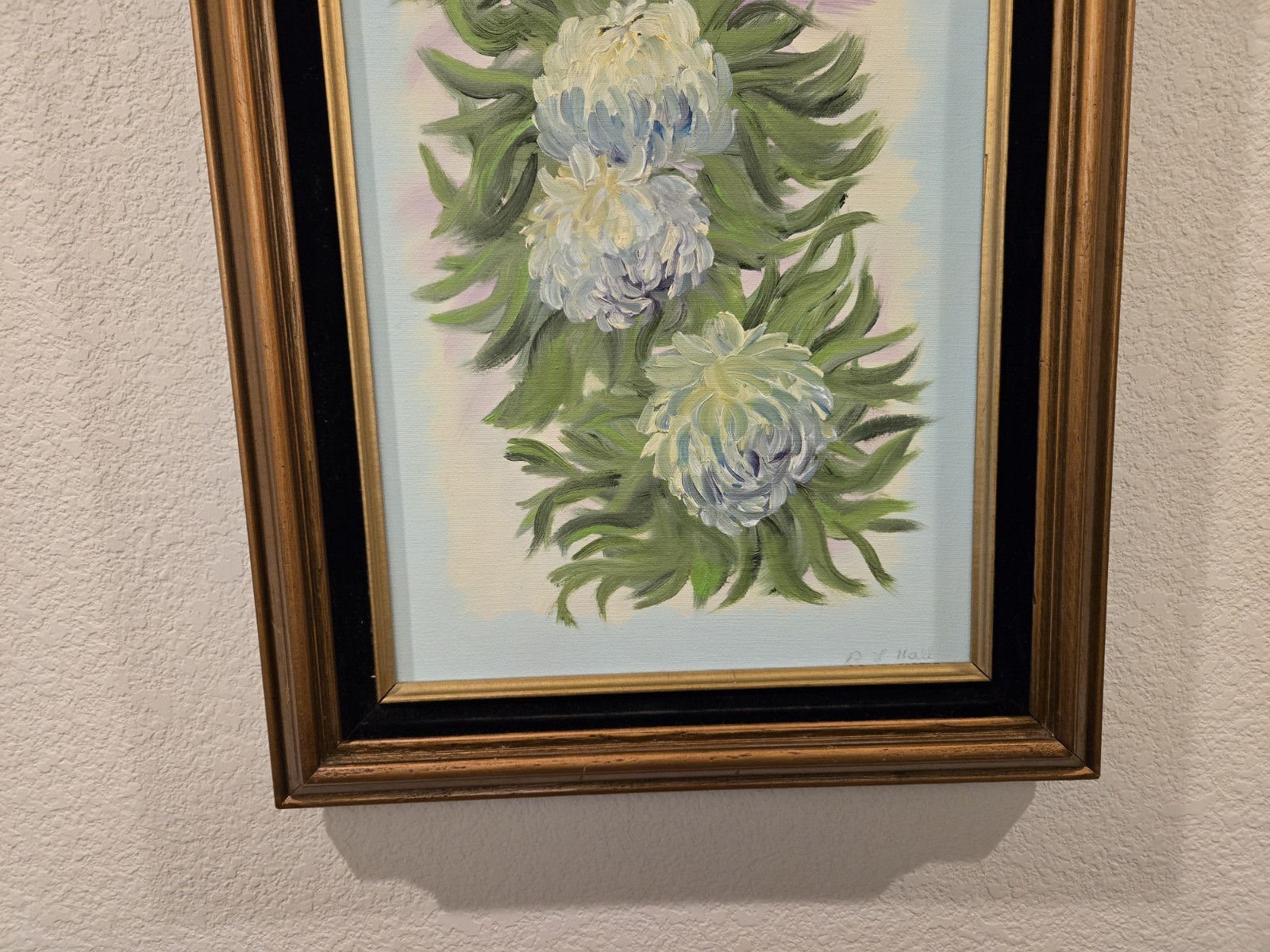 Vintage Original Oil Painting Of Chrysanthemums Vtg Frame Timeless Beauty Flower