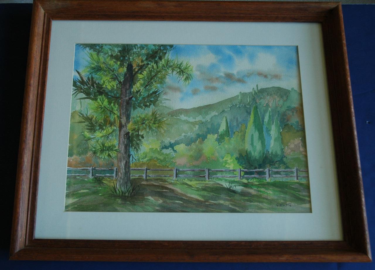 Watercolor of Summer Mountain Scene by Sarasota, Florida Artist Colette Rivolta