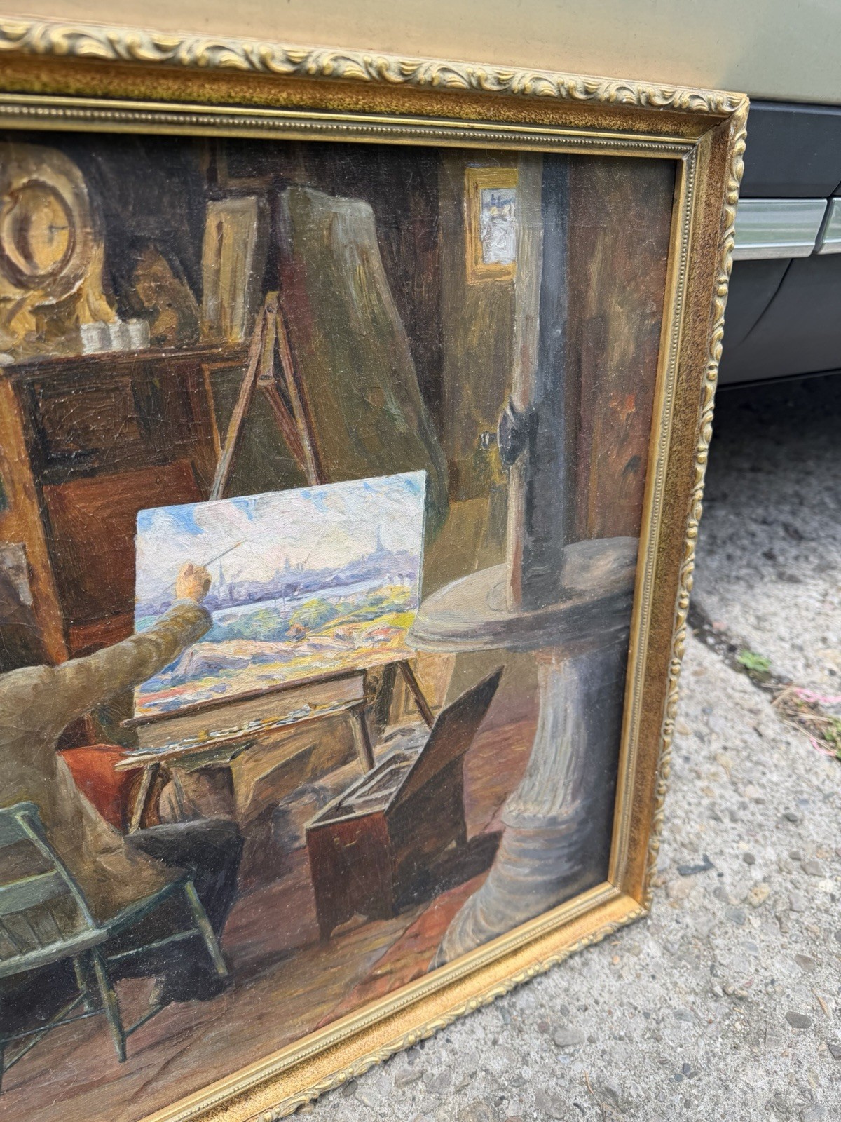 Nicely Executed Impressionist Oil Painting Turn Of The Century Signed On Back