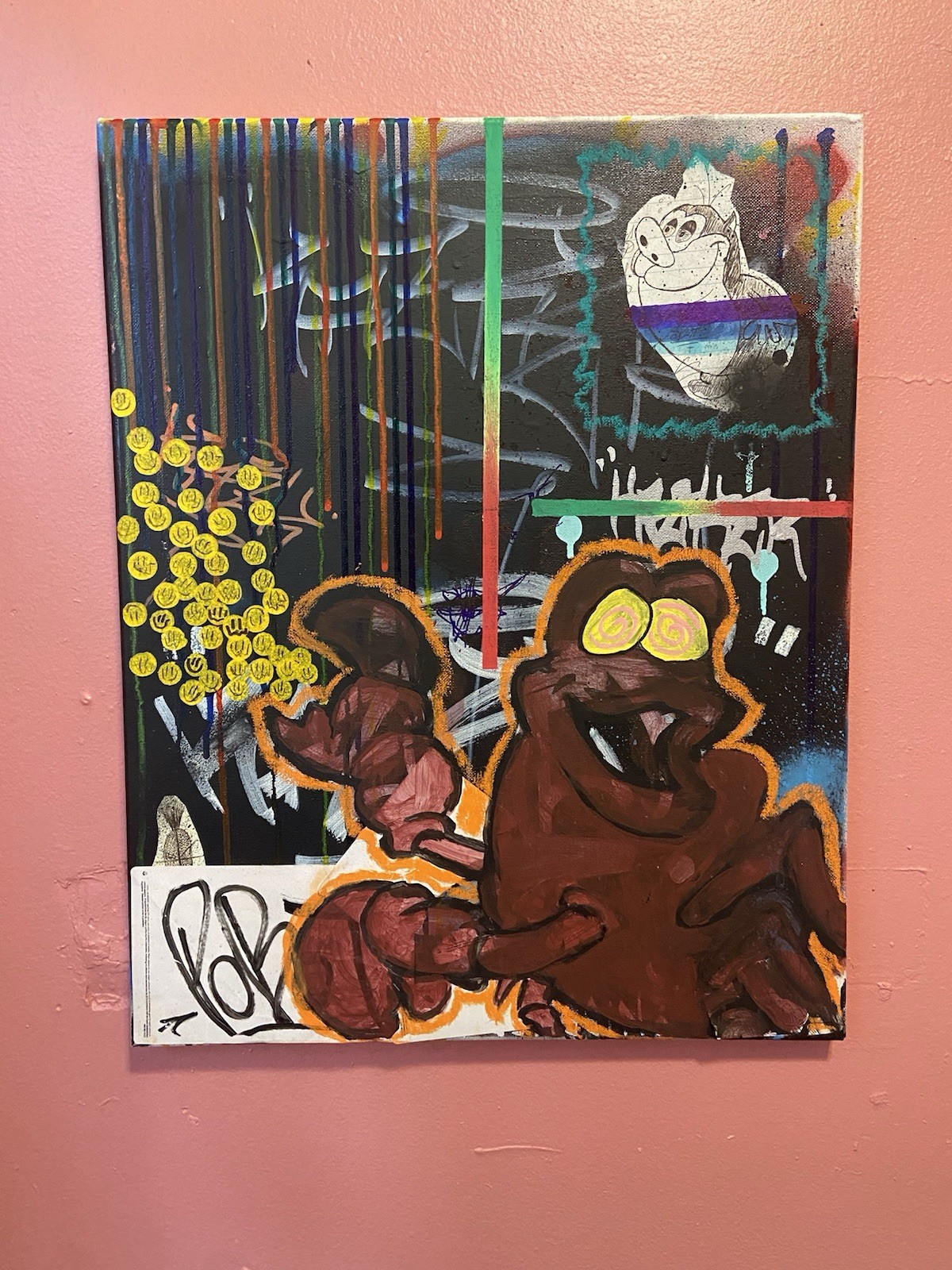 “Full Of Smiles” Original Abstract Mixed Media Painting By Artist POBOI