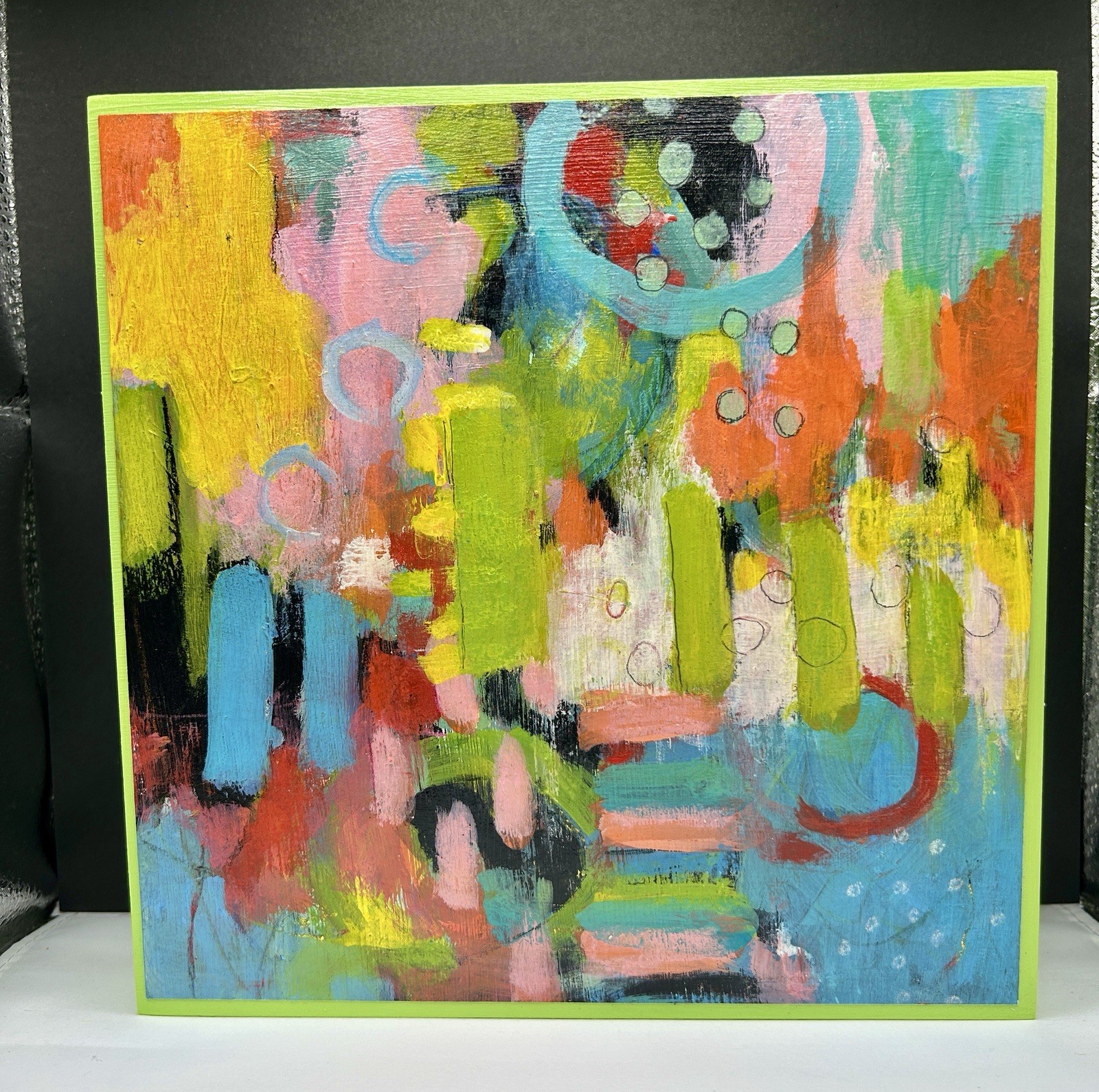 “Color Drift” Original Abstract Painting Modern Geometric Art Acrylic 8” X 8”