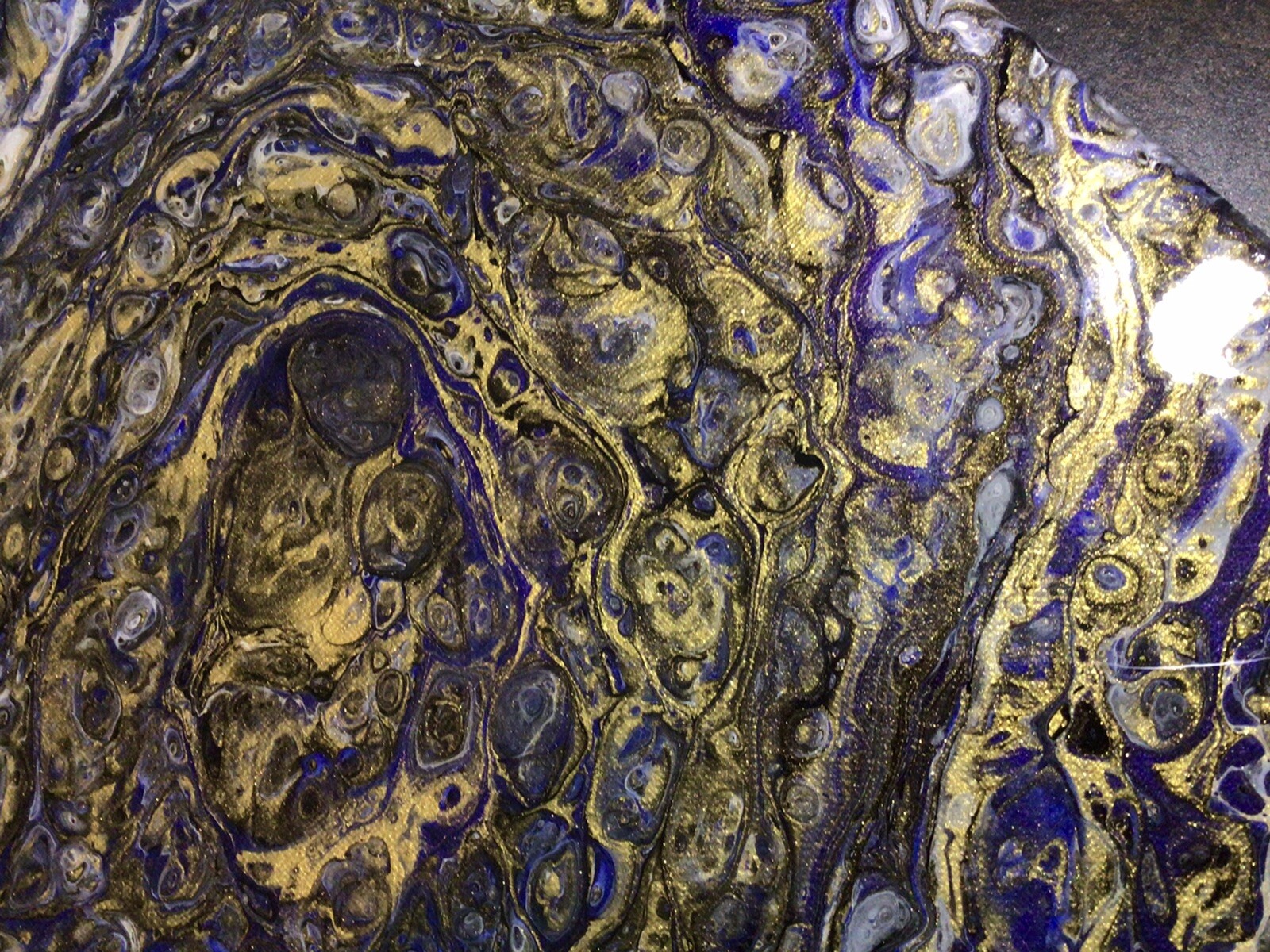 ABSTRACT PAINTING ORIGINAL ACRYLIC SIGNED CANVAS 14” x 11″ METALLIC GOLD PURPLE