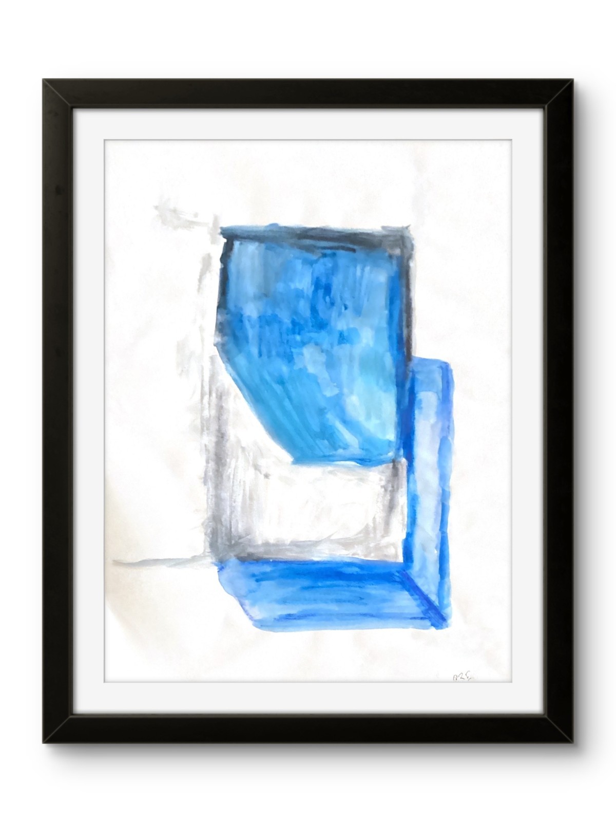Color Block Blue Square 1 of 4 Geometric Abstract Bold Shape 11×14 Paper