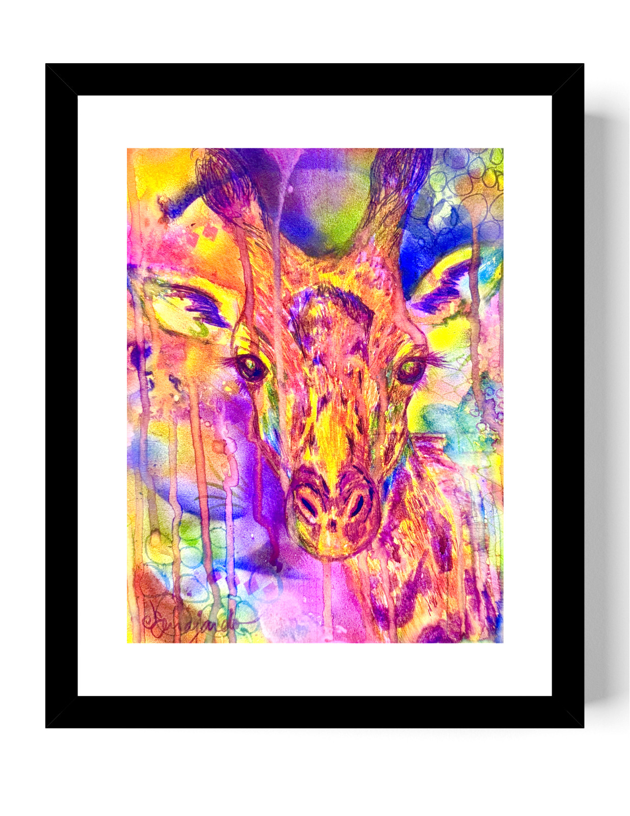 Guajardo Art: Colorful Giraffe 8X10 Abstract Original Paper Home Decor