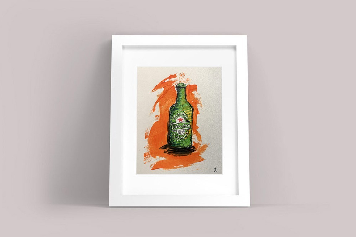 Original Beer bottle Pop Art Painting 8×10 in – Acrylic – Wall Decor – Signed