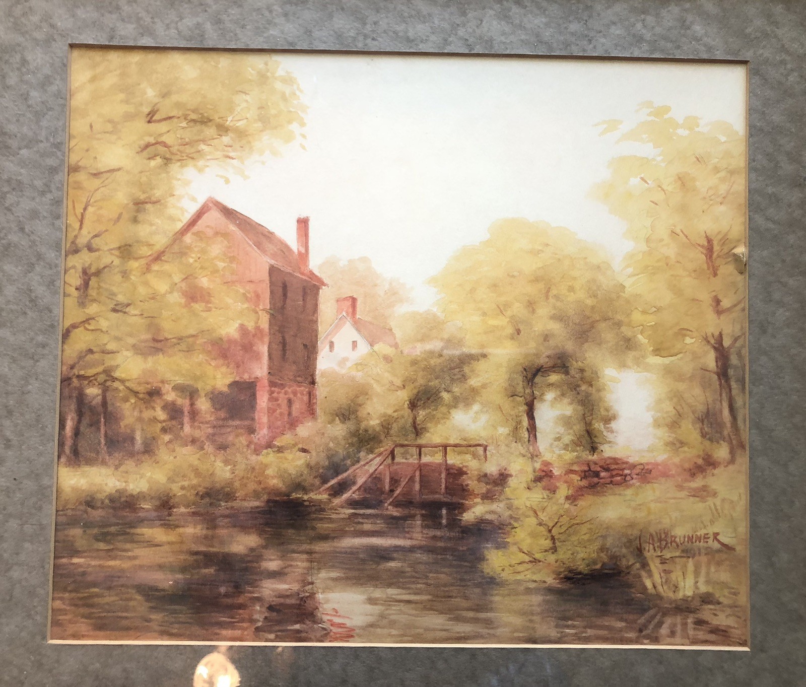 Beautiful Early ￼Landscape Watercolor Painting By Ja Brunner