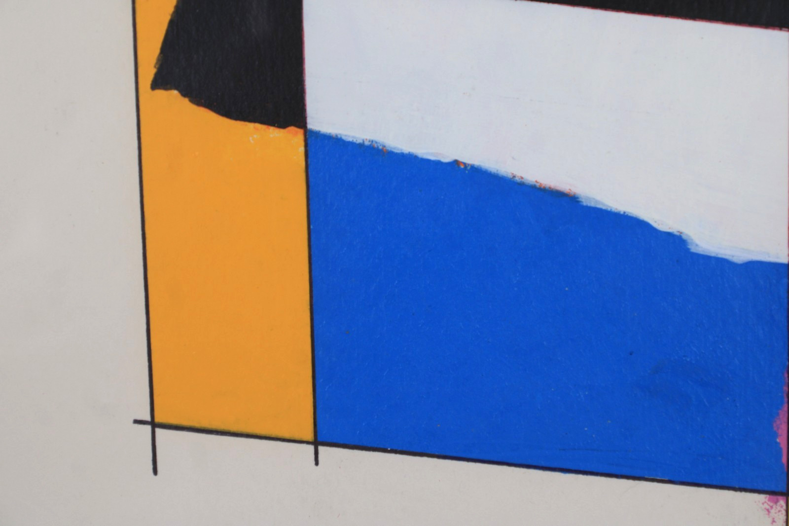 Mid Century Modernist Style Abstract Oil Painting On Board Signed Jon Henry