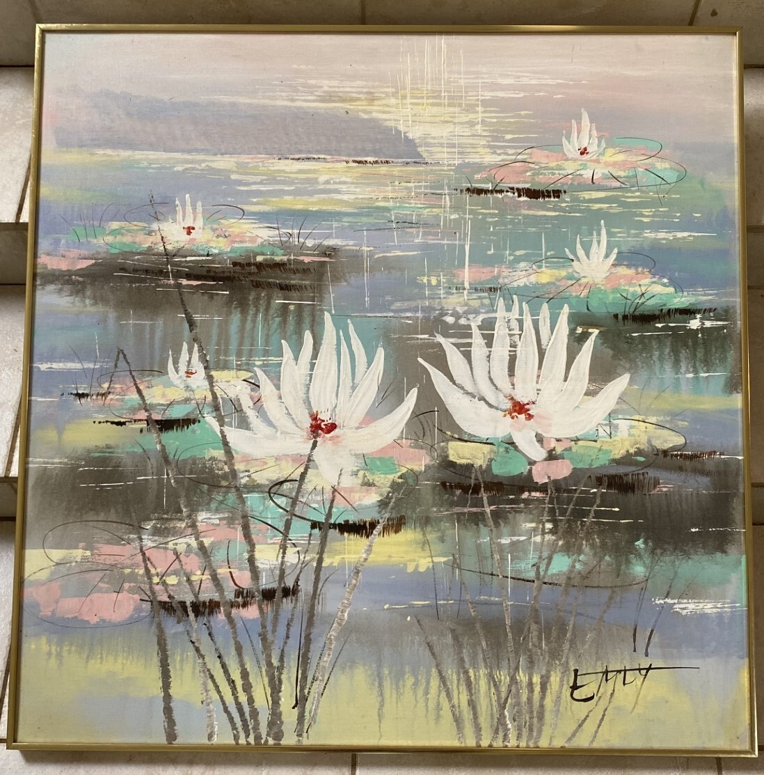 WATER LILLIES, SIGNED ORIGINAL CANVAS, FRAMED