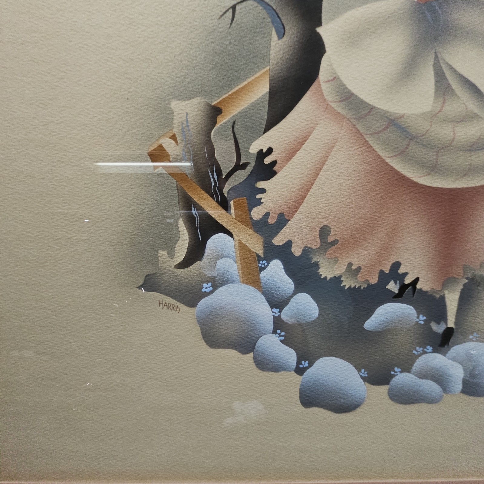Art Deco Airbrushed Watercolor PRINT Lady with Parasol by Benjamin Harris