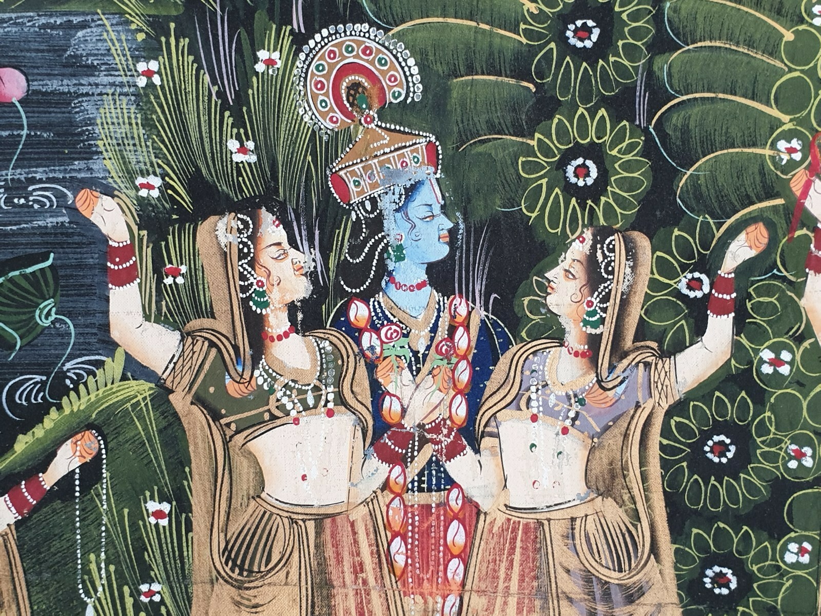 THAI Royalty Art Thailand Original Artwork Tanjore Painting India 24K Gold Hindi