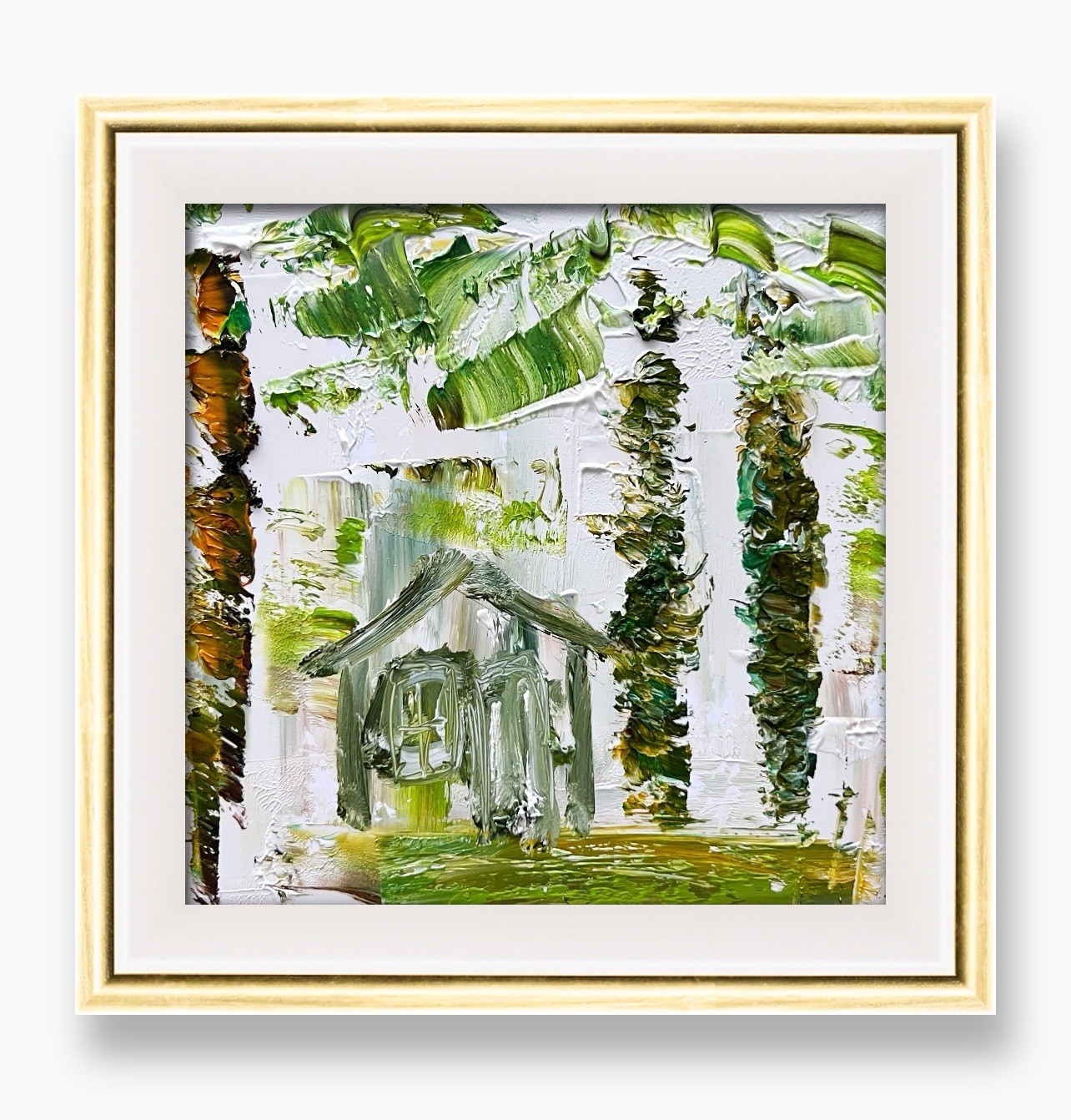 Caribbean Palm Cottage Painting • Relaxing Tropical Art • Modern Home Decor Gift