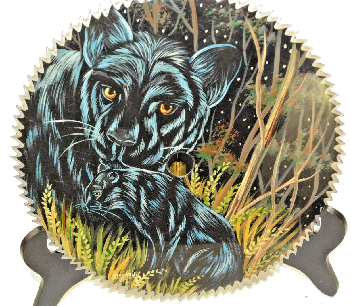Black Panther by Lori Mills heavy Laquer Top Custom Painted 10″ Saw Blade