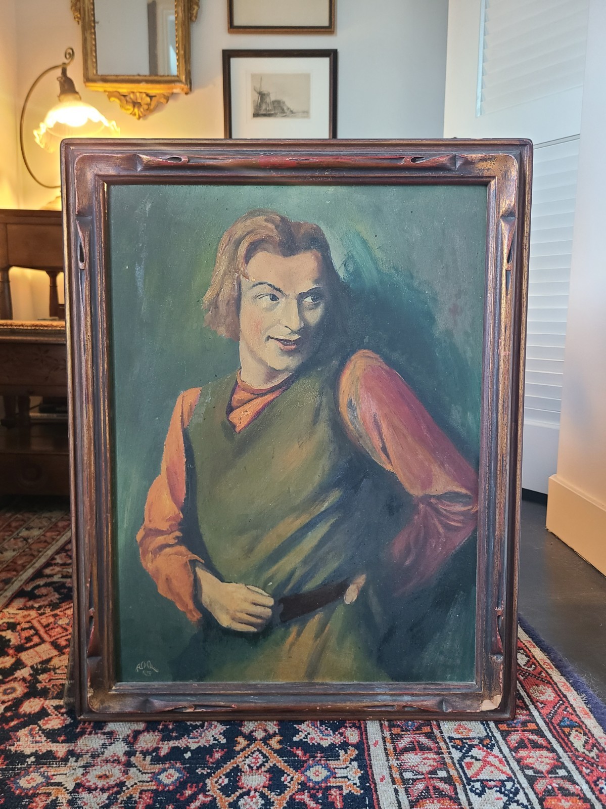 Antique 1930’s Oil Painting Hamlet Shakespeare Theatrical Portrait Theater Play