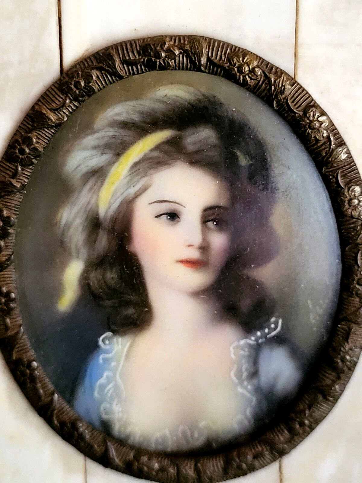 antikes Miniatur Gemälde Lupenmalerei um 1850 signiert