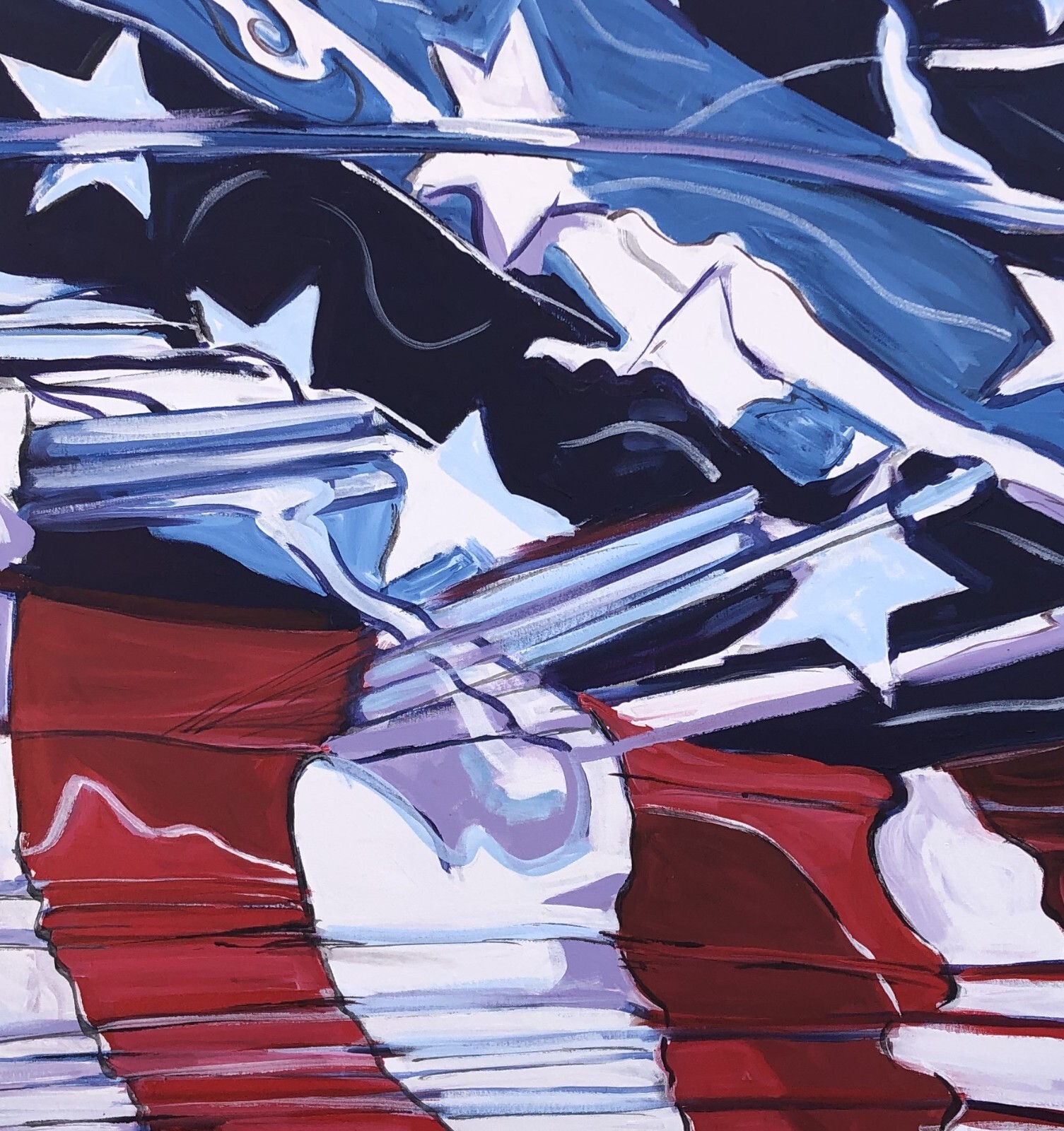 USA FLAG Original Art PAINTING Artist DAN BYL Patriotic Huge 60 inches by 48