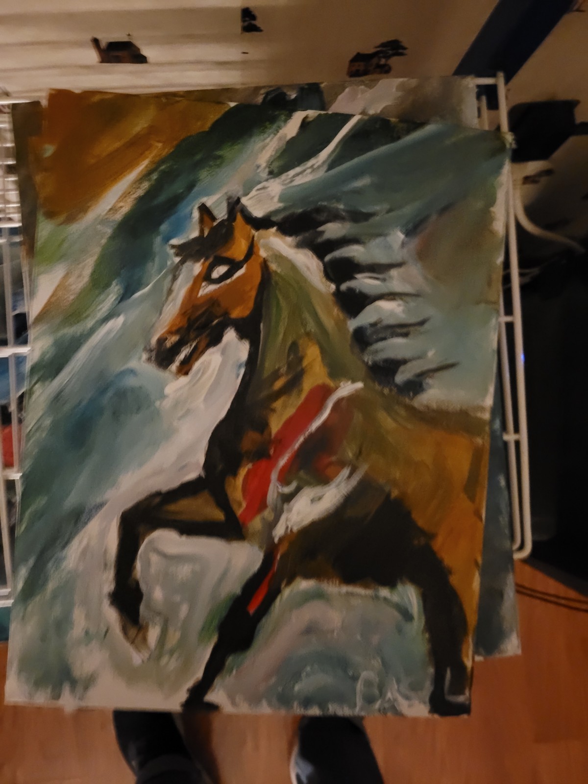 Horse Unique Abstract Expressionism Wall Art Canvas Board 11×14