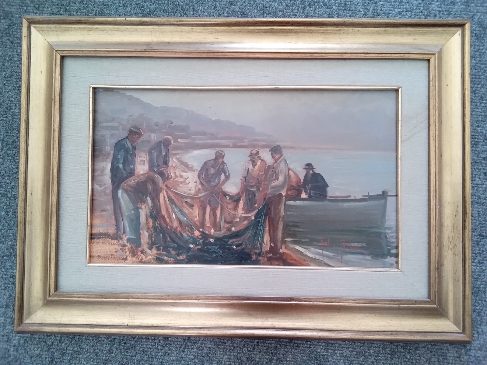 Sea Scape Fishing Boats Ocean Original Italian Artist ANDREA PATRISI PAINTING