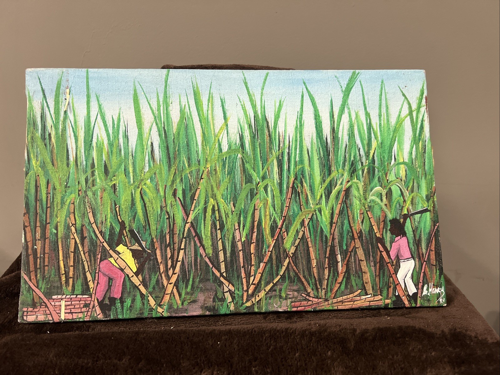 Vintage B Henry 15” X 9” Canvas Painting