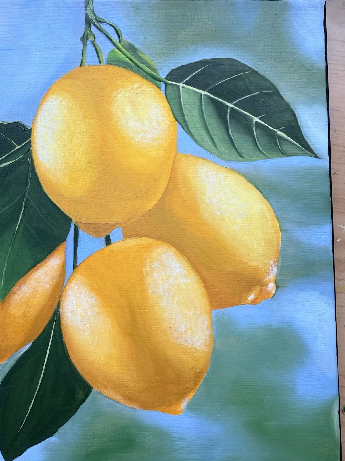 Original 10×10 Oil Painting, Hand Painted, Realism, Nature, Lemon “Lemons”