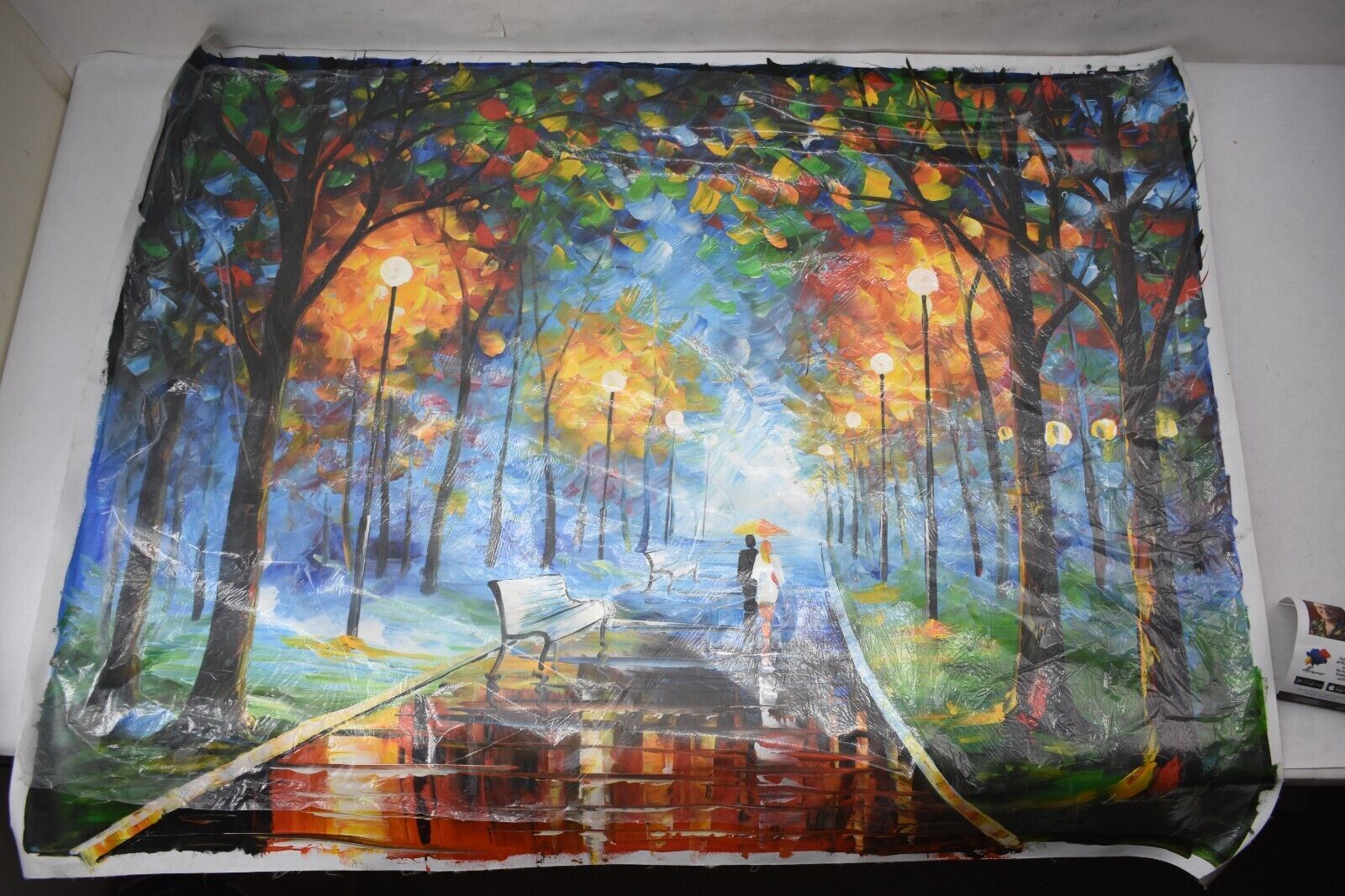 Leonid Afremov Painting On Canvas Recreation Signed Walk In The Park 44″ x 34″
