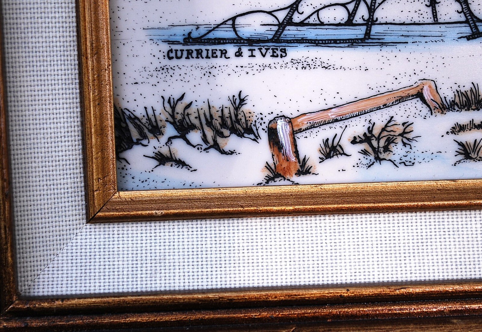 Hand Colored RARE Currier & Ives ARTINI ENGRAVING ‘THE ROAD WINTER’ Framed 17.5″