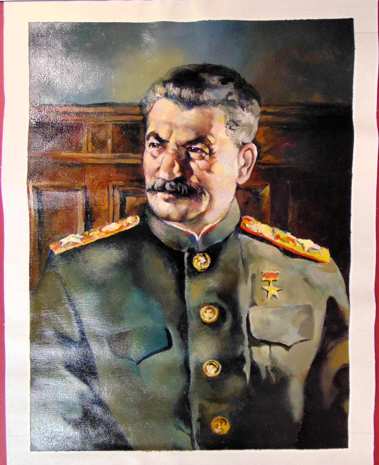 Soviet Marshal Stalin Portrait Modern Ukrainian Print 14×18” Like Oil Painting