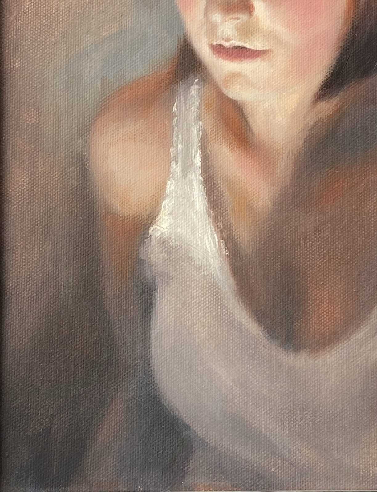 JA Contemporary VTG Modern Realism Luminous Female Portrait Figurative Painting